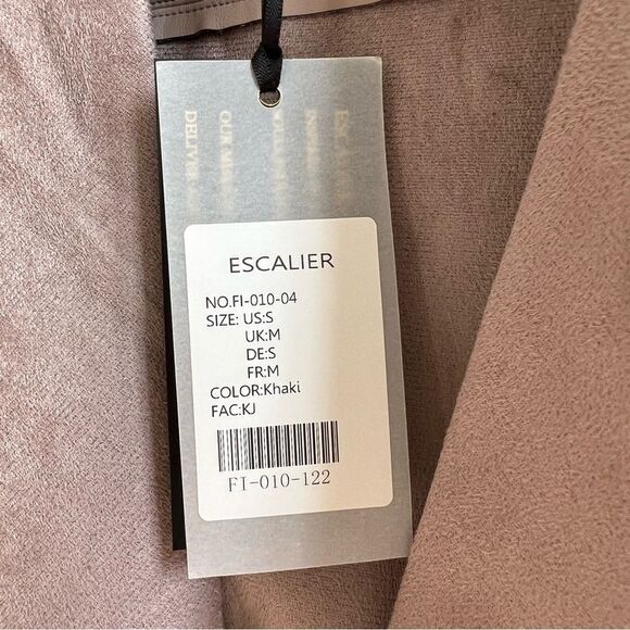 Escalier Faux Leather Jacket Slim Open Jacket NWT Khaki Tan  Blazer Size Small - Picture 9 of 15